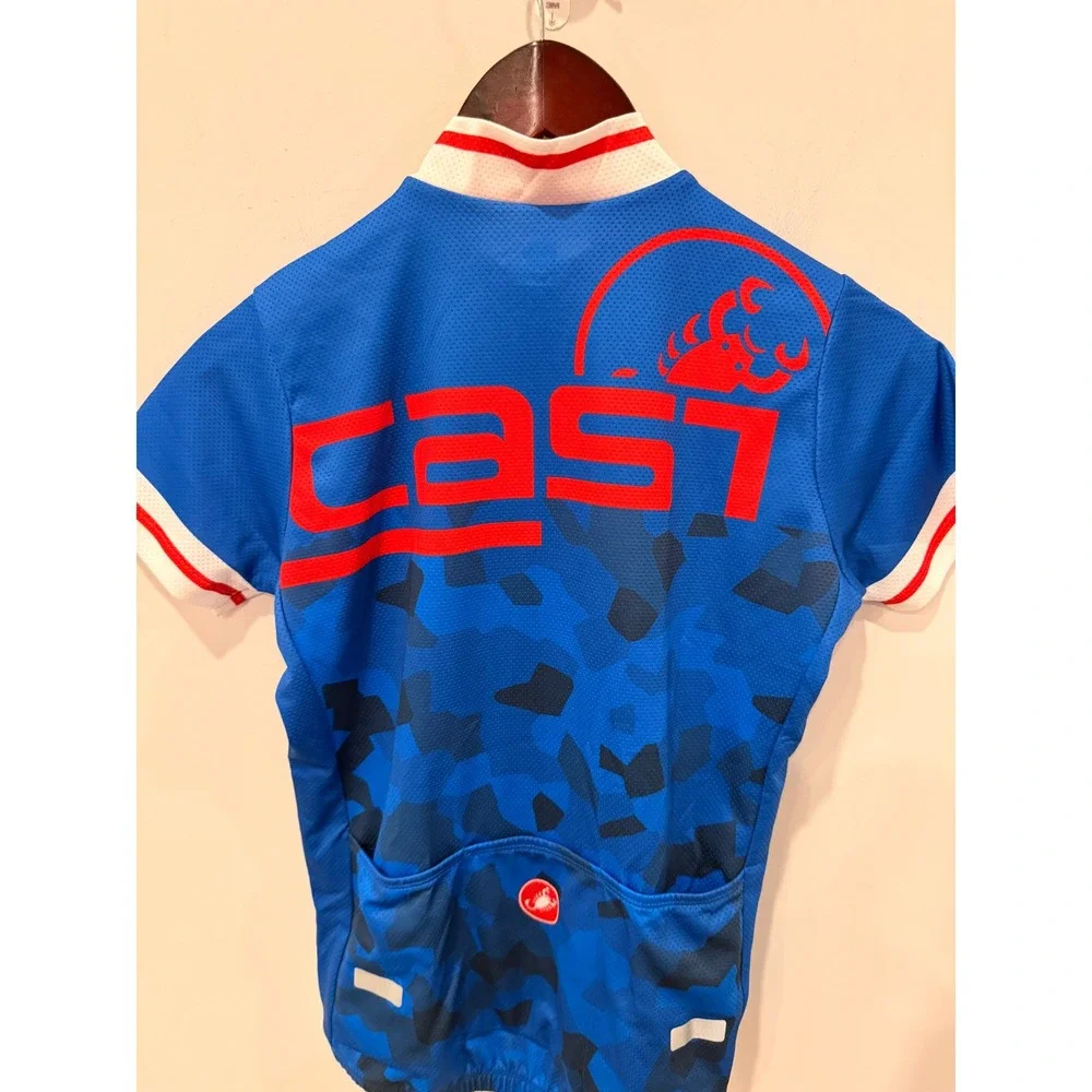 Castelli Attacco Kid Cycling Jersey Blue Camo Red White YXL 17082-057 NWT